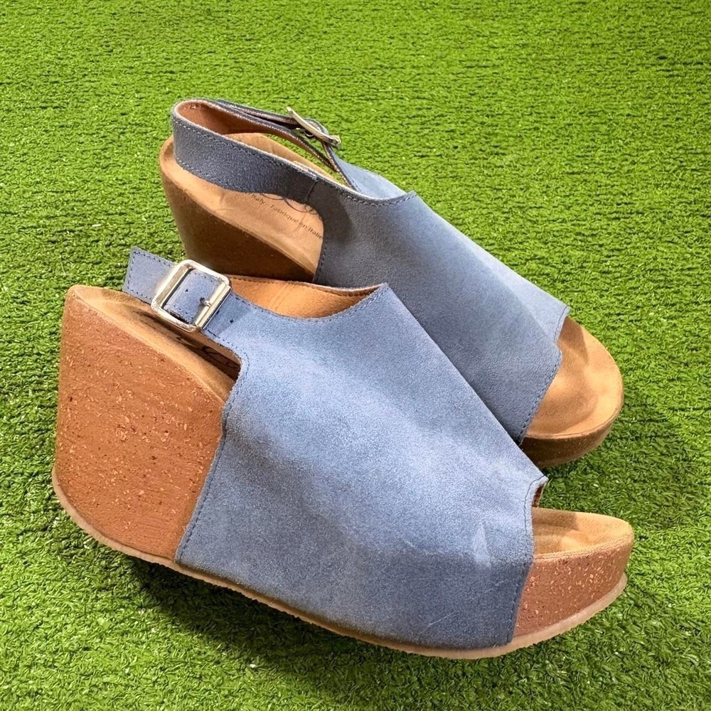 BOS. & CO. Women's Cork Wedge Slip-On Sandals Gaucho Oil, Size US 39/8